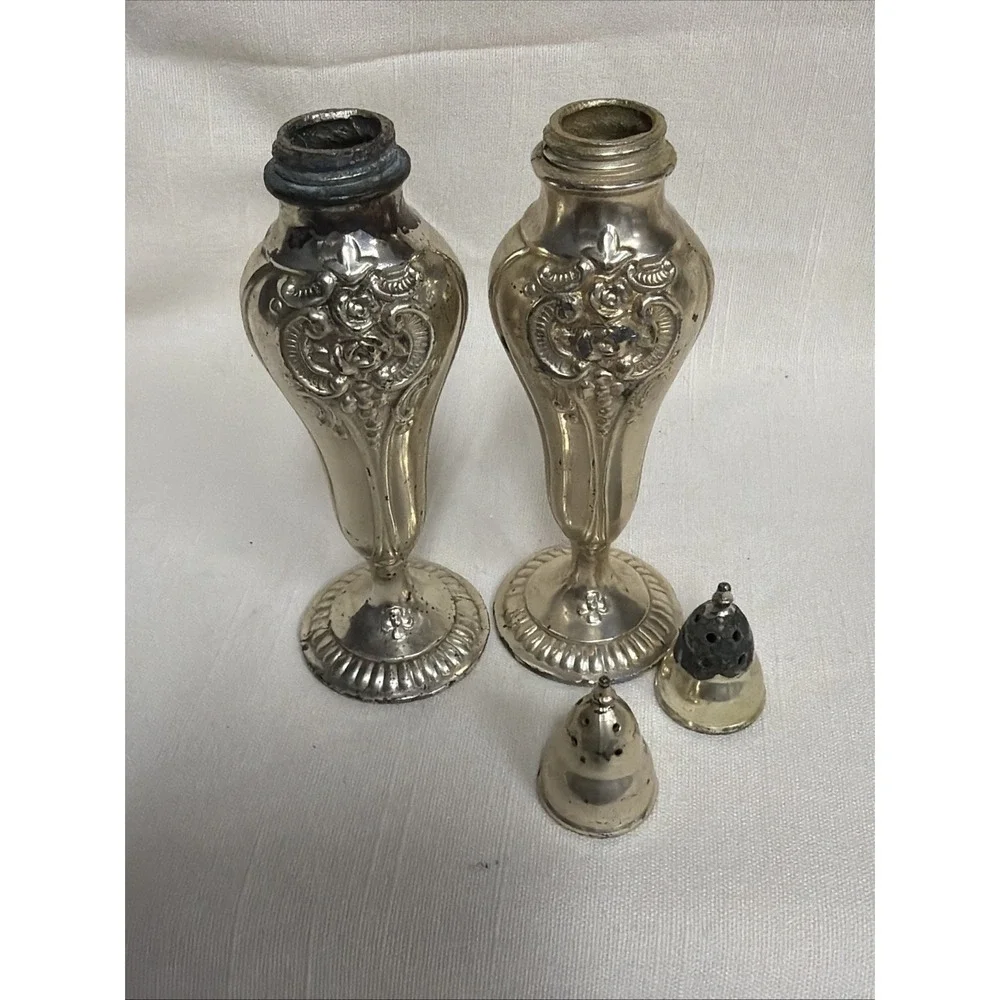Vtg Metal Salt & Pepper Shakers Occupied Japan WWII Era